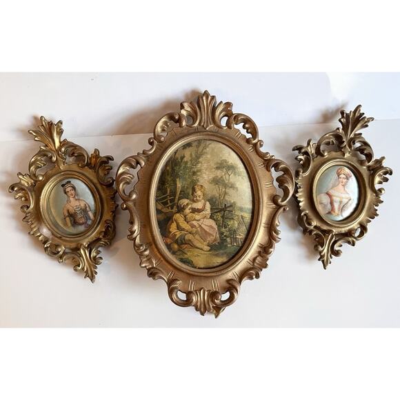 Lot Of Three Vintage Framed Art Pieces Princess Art And Norleans - Picture 1 of 8